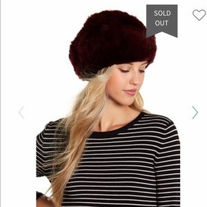 NEW SURELL Genuine Rabbit Fur Knit Beret